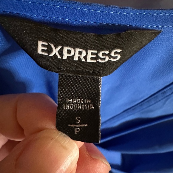 Express Cobalt Blue Cropped Chiffon Sleeves Size S - Picture 6 of 7